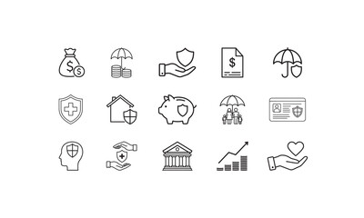 Fototapeta premium Financial security and protection icons money coins