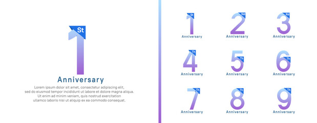 set of anniversary logo style. vector design purple color for celebration