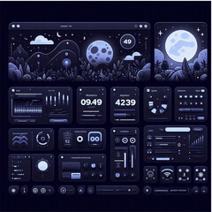 Fototapeta premium Dark Dashboard Layout – Vector Infographic Design