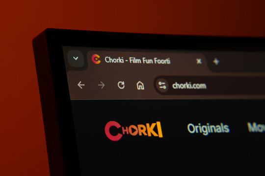 Dhaka, Bangladesh- 02 June 2025: Close-up of a computer screen displaying the chorki web interface in dark mode
