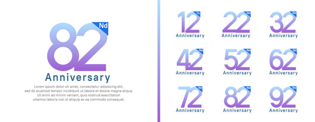 set of anniversary logo style. vector design purple color for celebration