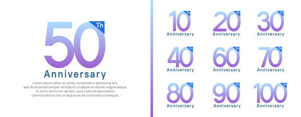 set of anniversary logo style. vector design purple color for celebration