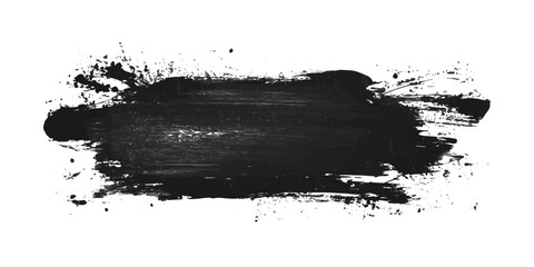 Abstract black paint brush stroke vector illustration on a white background. This expressive design features bold, artistic splatters and textures suitable for creative projects.
