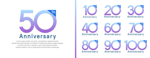 set of anniversary logo style. vector design purple color for celebration