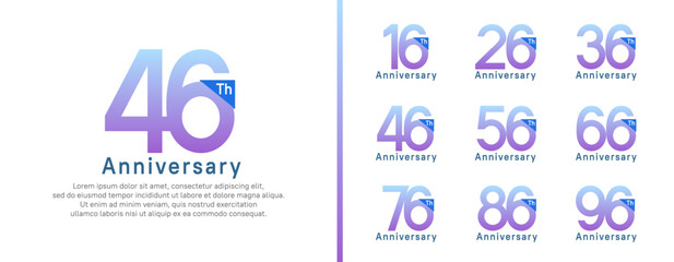 set of anniversary logo style. vector design purple color for celebration