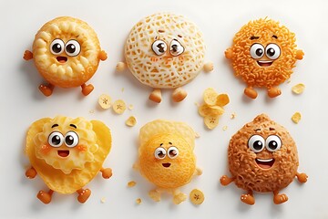 Cute Bread Characters with Faces