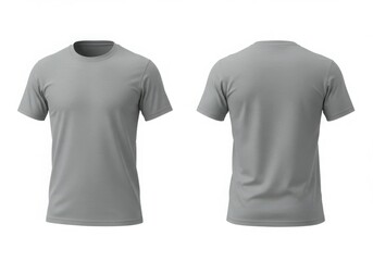 Front and back view of a gray t shirt
