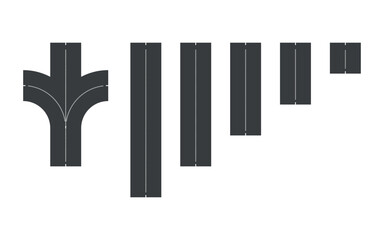 Vector Curved road with white lines 