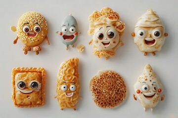 Cute Bread Characters with Faces