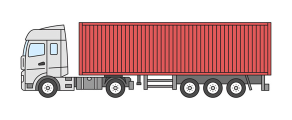 Truck with trailer container. Vector illustration