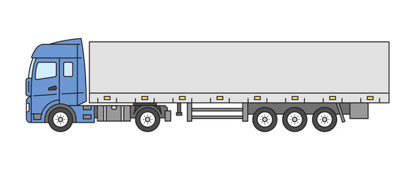 Truck with tarpaulin trailer. Vector illustration