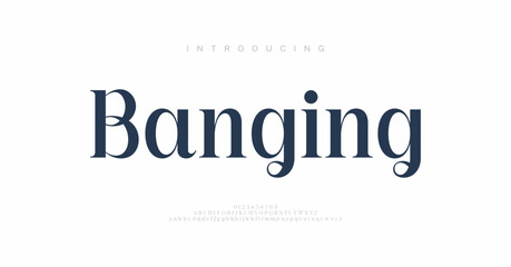 Banging Abstract modern design alphabet. Elegant luxury fonts for logo, brand etc. Typography typeface uppercase lowercase and number. vector illustration
