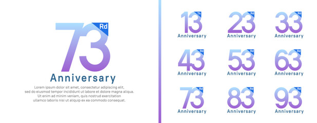 set of anniversary logo style. vector design purple color for celebration