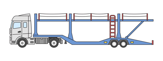 Truck with trailer car carrier. Vector illustration