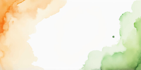 Watercolor Tricolor Swirl: An orange, white, and green watercolor painting captures the essence of a subtle design with artistic freedom, blending shades in soft and flowing patterns.