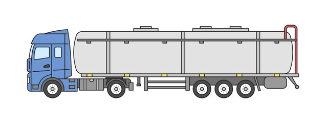 Truck with tanker semitrailer. Vector illustration