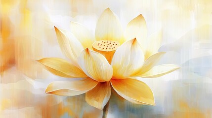 Elegant Yellow Lotus, Watercolor Style, nature , flower