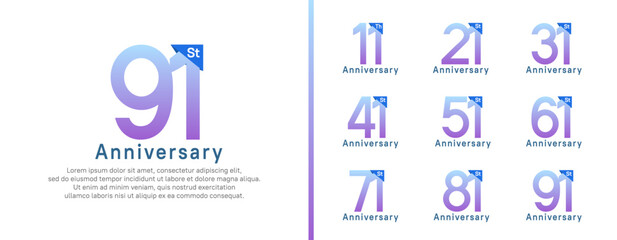 set of anniversary logo style. vector design purple color for celebration