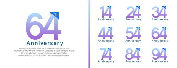 set of anniversary logo style. vector design purple color for celebration