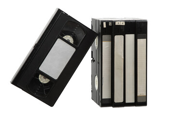Retro VHS Cassettes on White