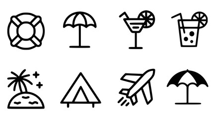 Vacation travel leisure beach resort summer holiday icons vector