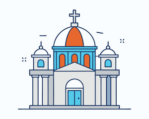 Obraz premium Cathedral Architecture Design Vector Illustration Religious Building Facade