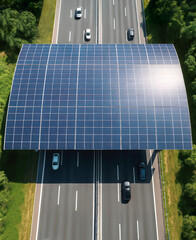 Future infrastructure concept to cut CO₂ emissions using photovoltaic roofs.