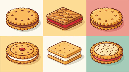 Set of Biscuit vector design, Biscuit logo design, Biscuit in white background illustration vector design