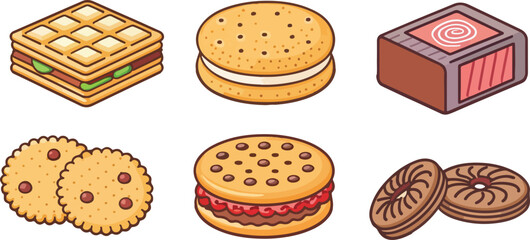 Set of Biscuit Illustration vector design, Biscuit Logo and icon design, Biscuit Illustration vector design