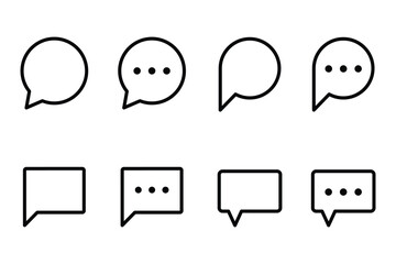 Communication Line Icons Set . Chat, Message, and Speech Bubble Symbols.