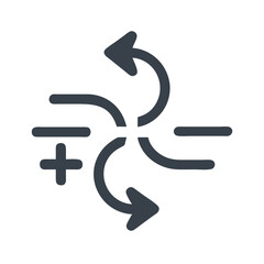 Abstract arrows and symbols representing change and transformation in a minimalist design