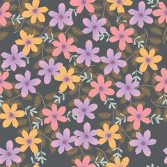 Hand drawn colourful florals Seamless pattern. Abstract Florals pattern. Colourful background. Designed for paper, cover, fabric, decor, wall paper and etc.