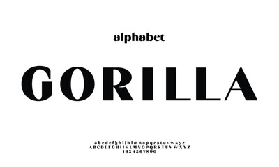 Gorilla is Modern Bold Font. Sans Serif Font. Regular Italic Uppercase Lowercase Typography urban style alphabet fonts for fashion, sport, technology, digital, movie, logo design, vector illustration