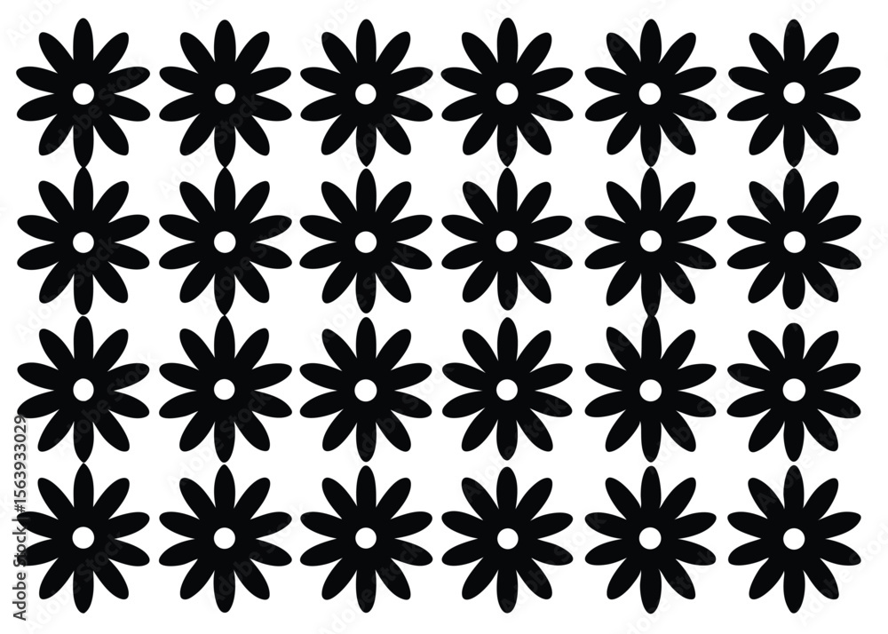 Poster elegant black and white floral pattern in a grid arrangement suitable for various design application
