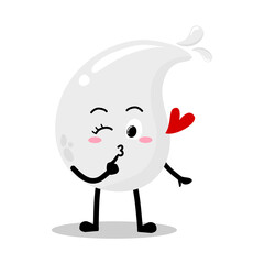 Cute Hand Drawn Flirty white Blood Drop Blowing A Kiss