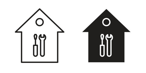 Home repair icon solid style. Flat vector illustration.