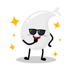 Cute Hand Drawn Cool white Blood Drop Feeling Proud Wearing Sunglasses