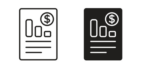 Income statement icon solid style. Flat vector illustration.