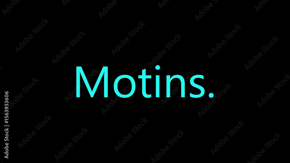 Poster simple animated text of the word motins displayed in a stylish cyan color
