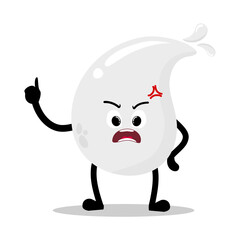 Cute Hand Drawn Angry white Blood Drop