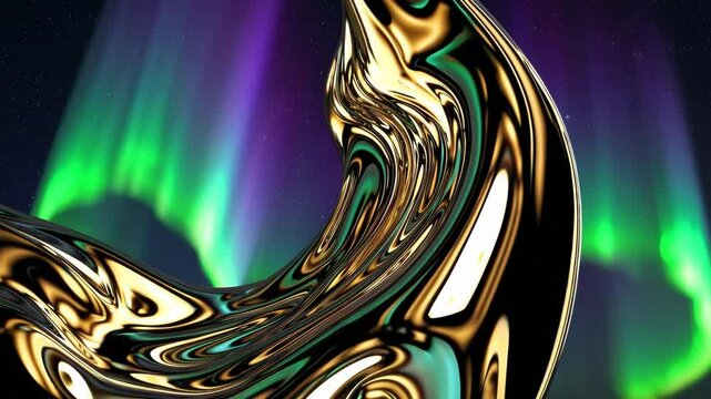 Mesmerizing display of swirling colors under the northern lights in an enchanting night sky