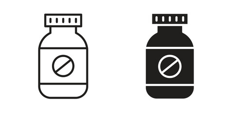 Medicine bottle icon solid style. Flat vector illustration.