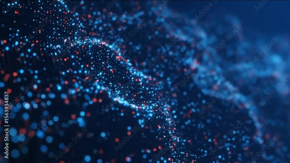 Poster abstract digital particles waves background data flow technology concept seamless loop