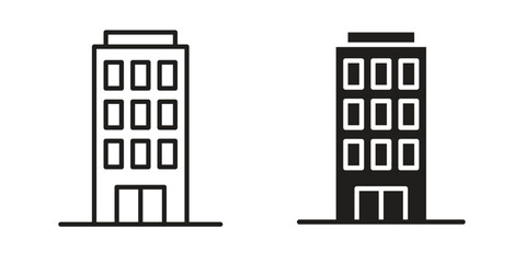 Office block icon solid style. Flat vector illustration.