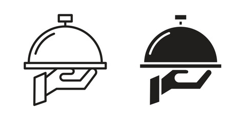 Fototapeta premium Restaurant Tray icon solid style. Flat vector illustration.