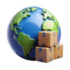 3d rendered global shipping and logistics