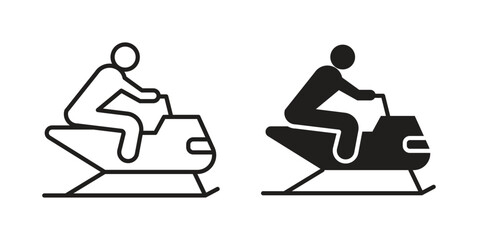 Snowmobile sport icon solid style. Flat vector illustration.