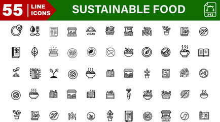 Sustainable Food Icons – Plant-Based, Eco Recipe, No Meat, Organic, Vegan