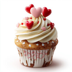 Valentine Heart Cupcake with Cream Frosting – Romantic Dessert Treat