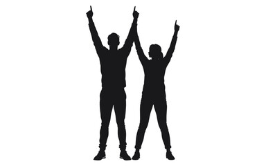 &ldquo;Elegant Couple Silhouette Romance Evening Walk Under Moonlight Black&rdquo;